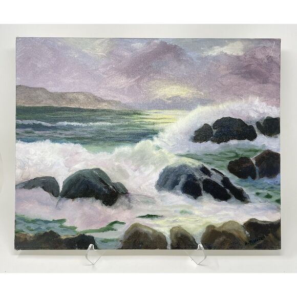 Vintage ‘99 Helene Miscovich Original Oil Painting Seascape 16x20 “Evening Tide” - Picture 1 of 7